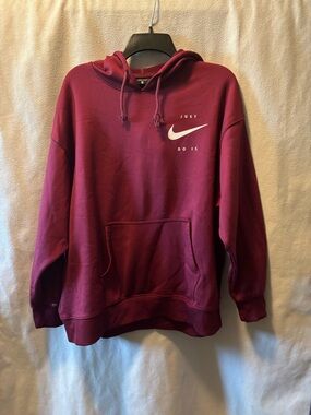 Nike Maroon Pullover Hoodie with White Swoosh
